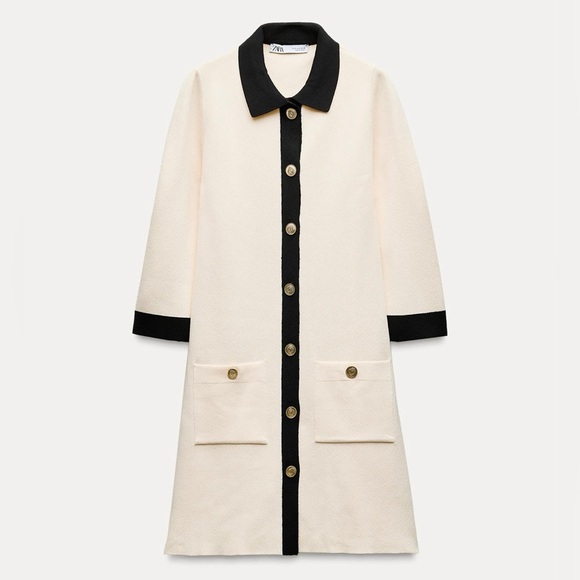 Zara Below The Elbow Sleeve Short Knit Dress Size M - Picture 5 of 9